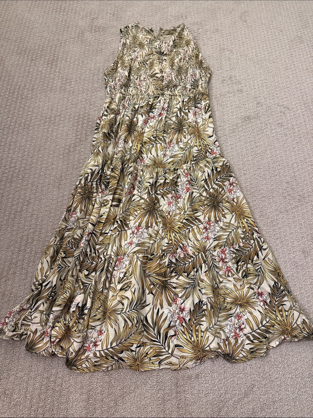 Maternity Floral Midi Dress in Olive & Cream